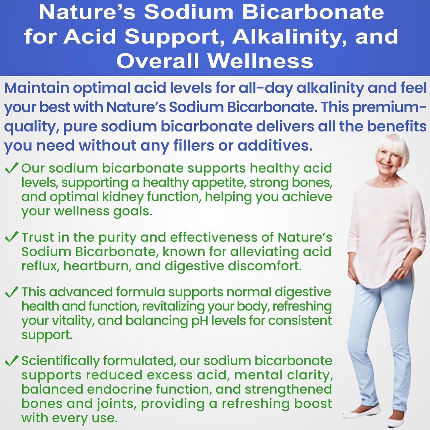 Kidney Restore Nature’s Sodium Bicarbonate kitchen scene highlights a clean, aluminum-free option.