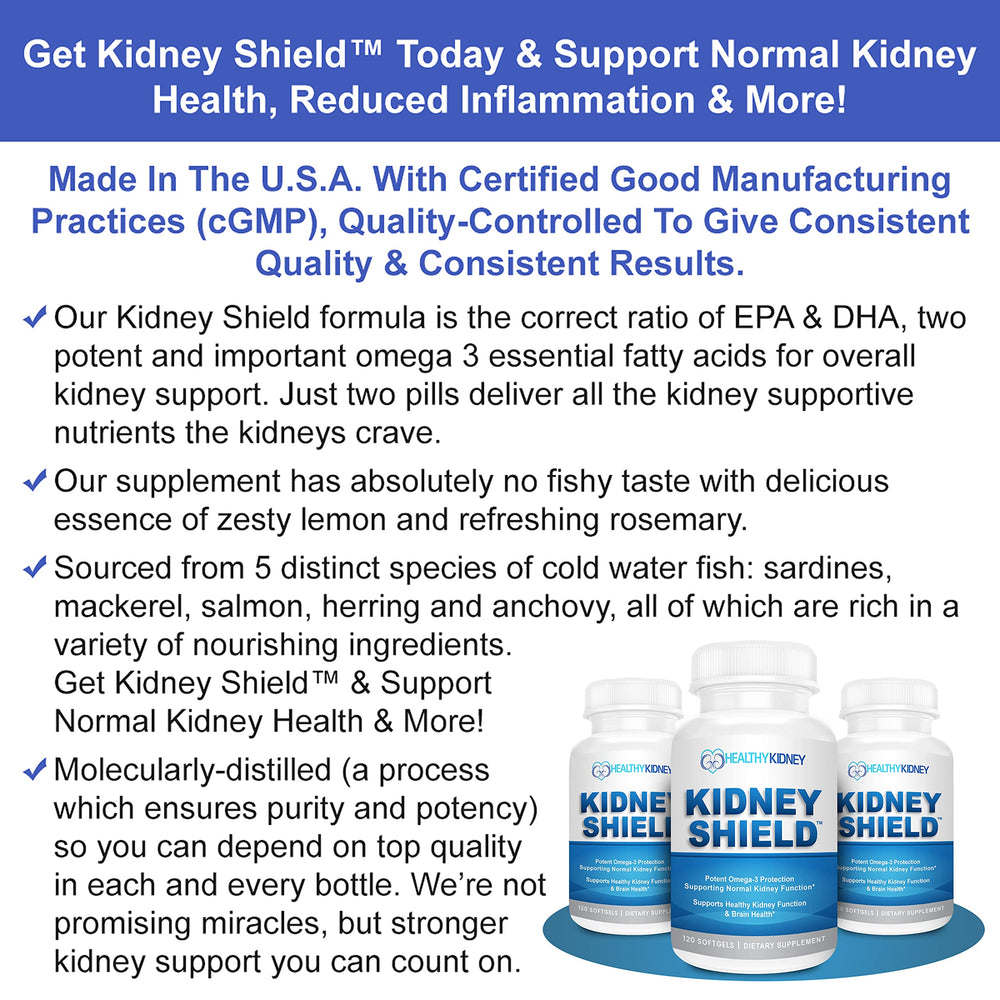 Kidney Restore pack of 120 softgels indicating convenience for a long-term kidney health routine.