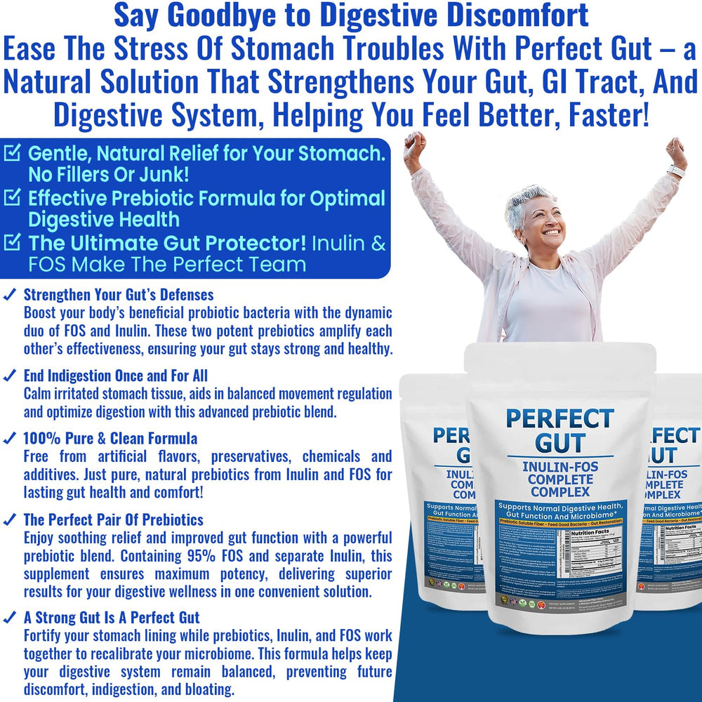 Kidney Restore Perfect Gut label close-up highlighting 95percent FOS content.