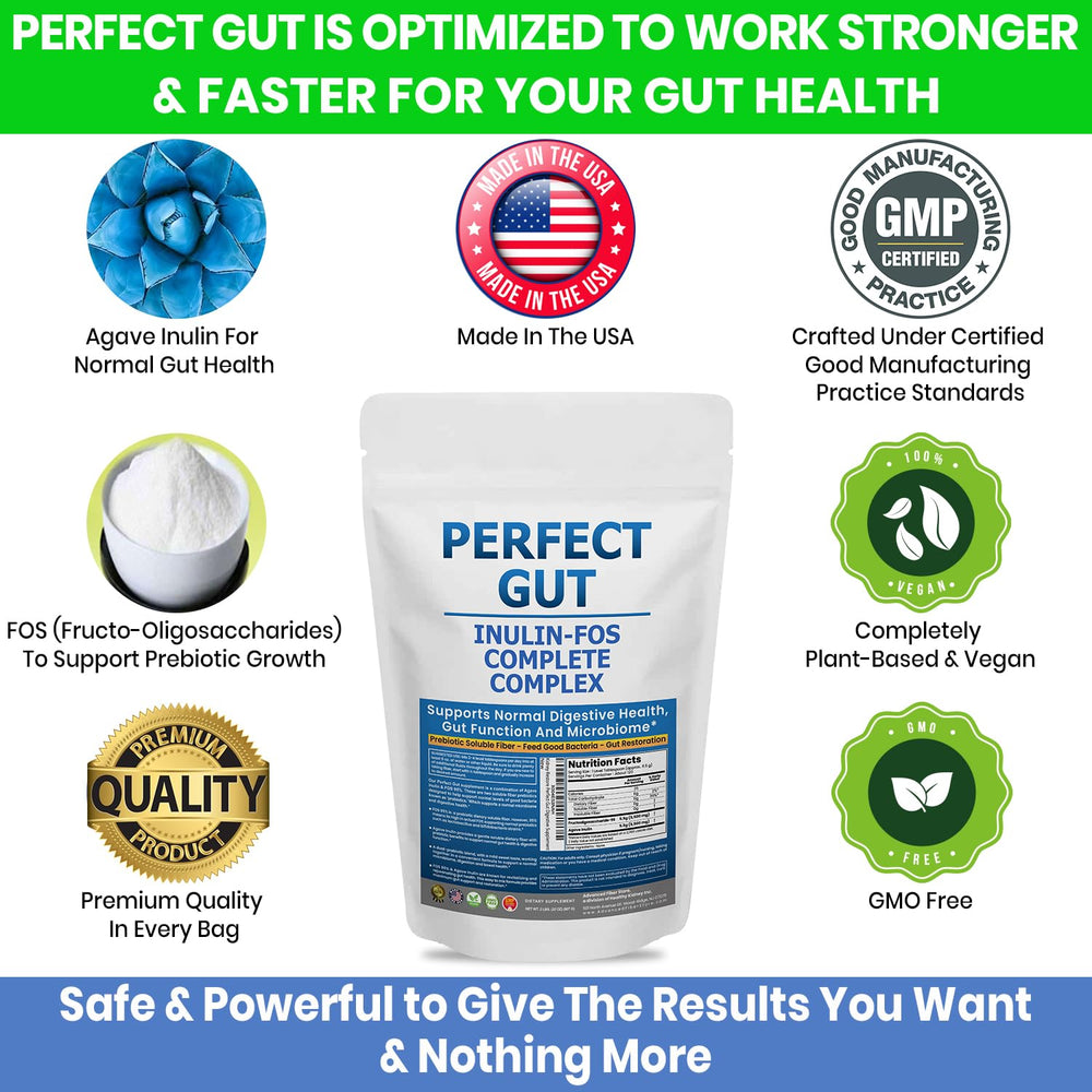 Kidney Restore Perfect Gut powder scoop beside the tub for easy daily dosing.