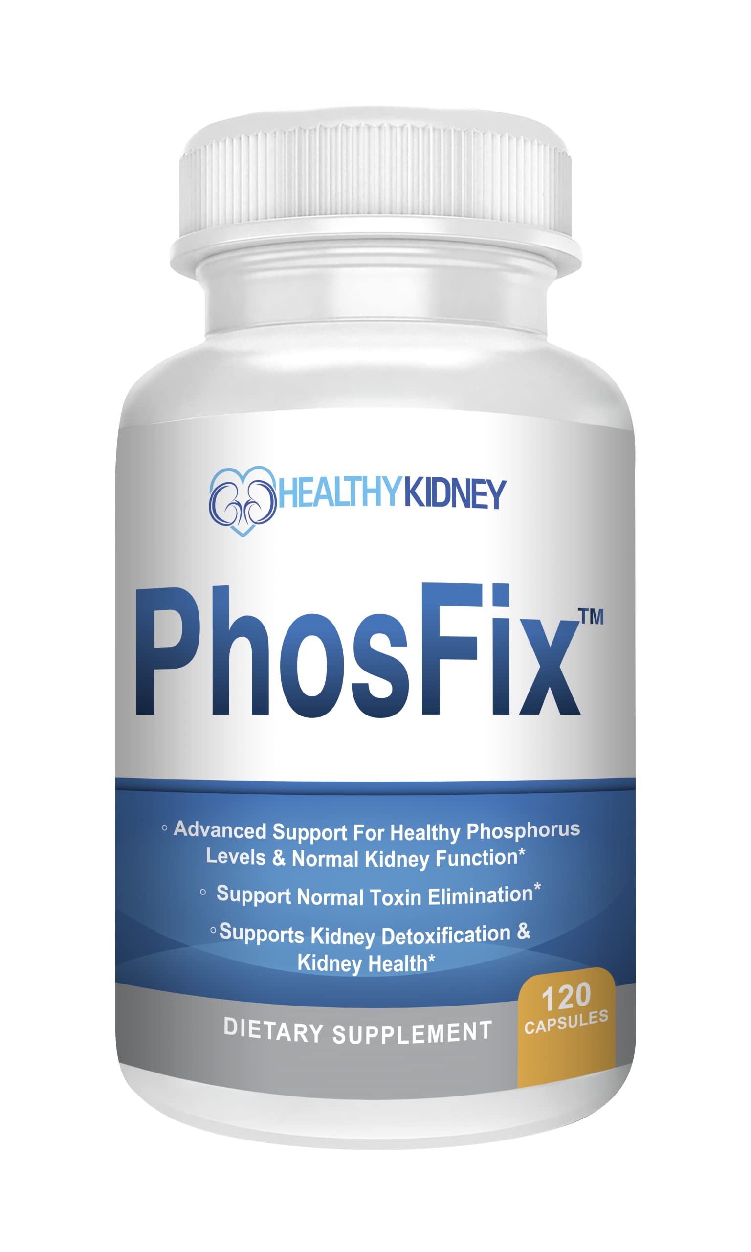PhosFix bottle close-up showing convenient daily use by Kidney Restore