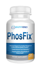 PhosFix bottle close-up showing convenient daily use by Kidney Restore