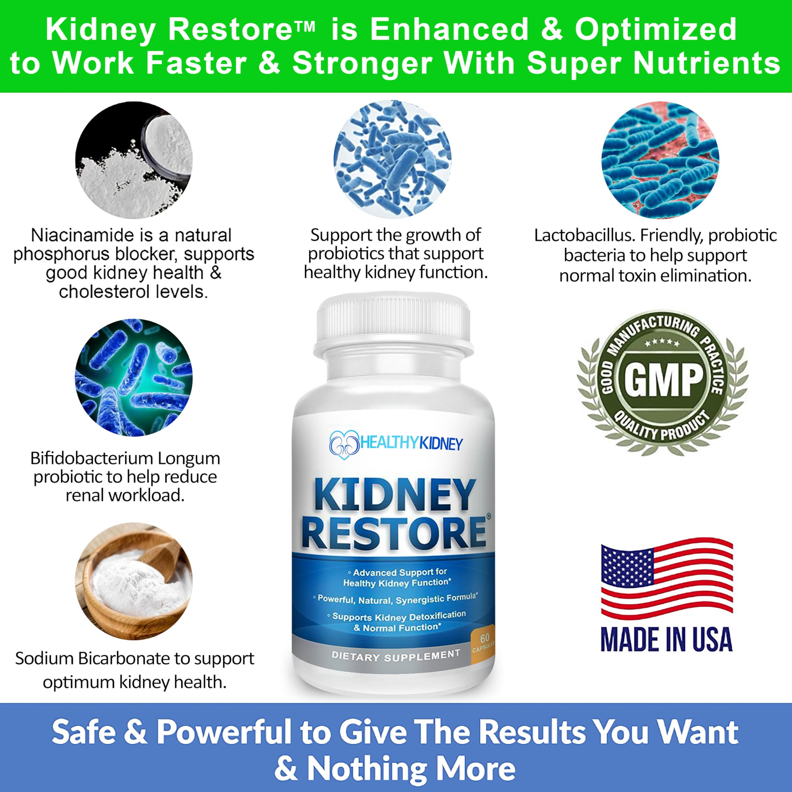 Kidney Restore probiotic gut support promotes natural balance and may aid removal processes