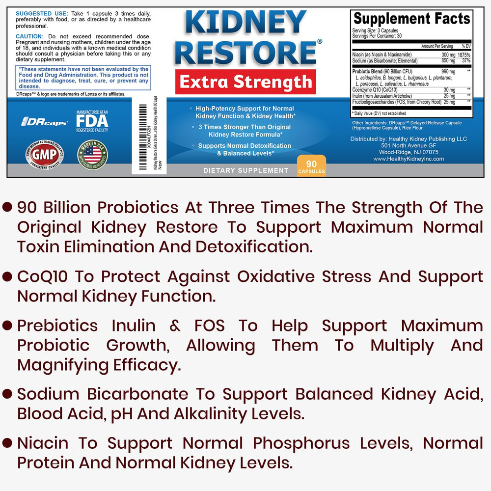 Kidney Restore probiotics pills promote kidney-specific toxin reduction
