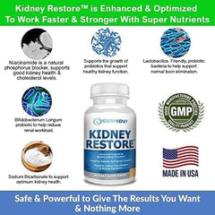 Kidney Restore renal health blend bottle with capsules hints at overall kidney function support