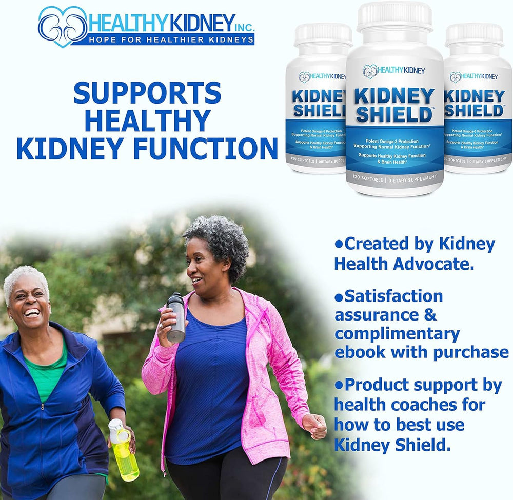 Kidney Shield bottle label zoom focusing on purified EPA/DHA for kidney support.