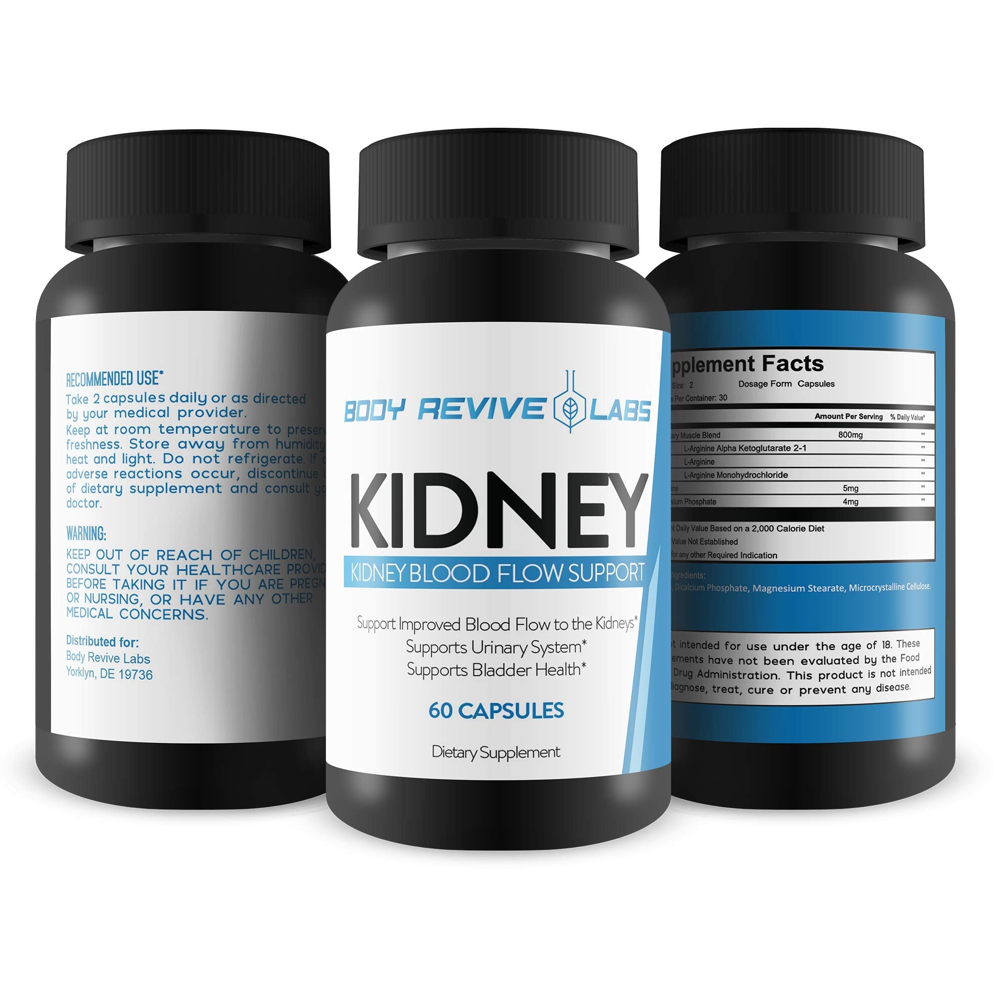 Label detail of Kidney Support bottle emphasizes USA-made quality.