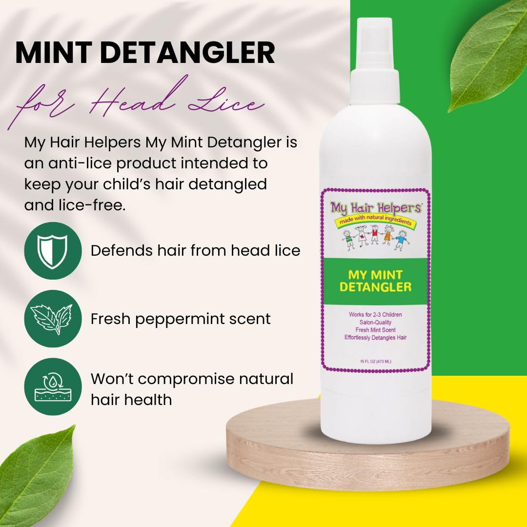 Kids brushing with detangler illustration highlighting gentle hair care.