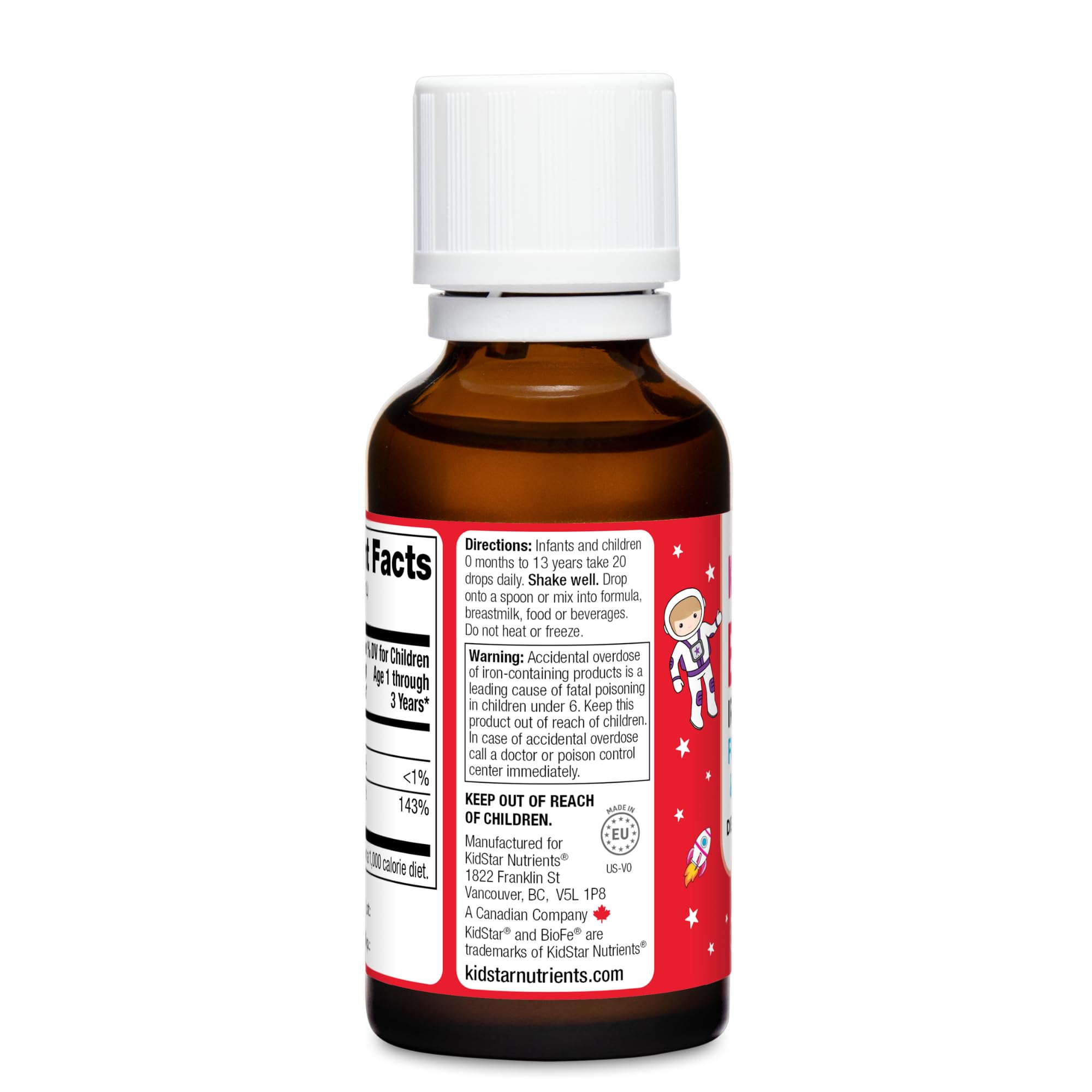 KidStar BioFe Pure Iron Drops added to food for easy dosing.