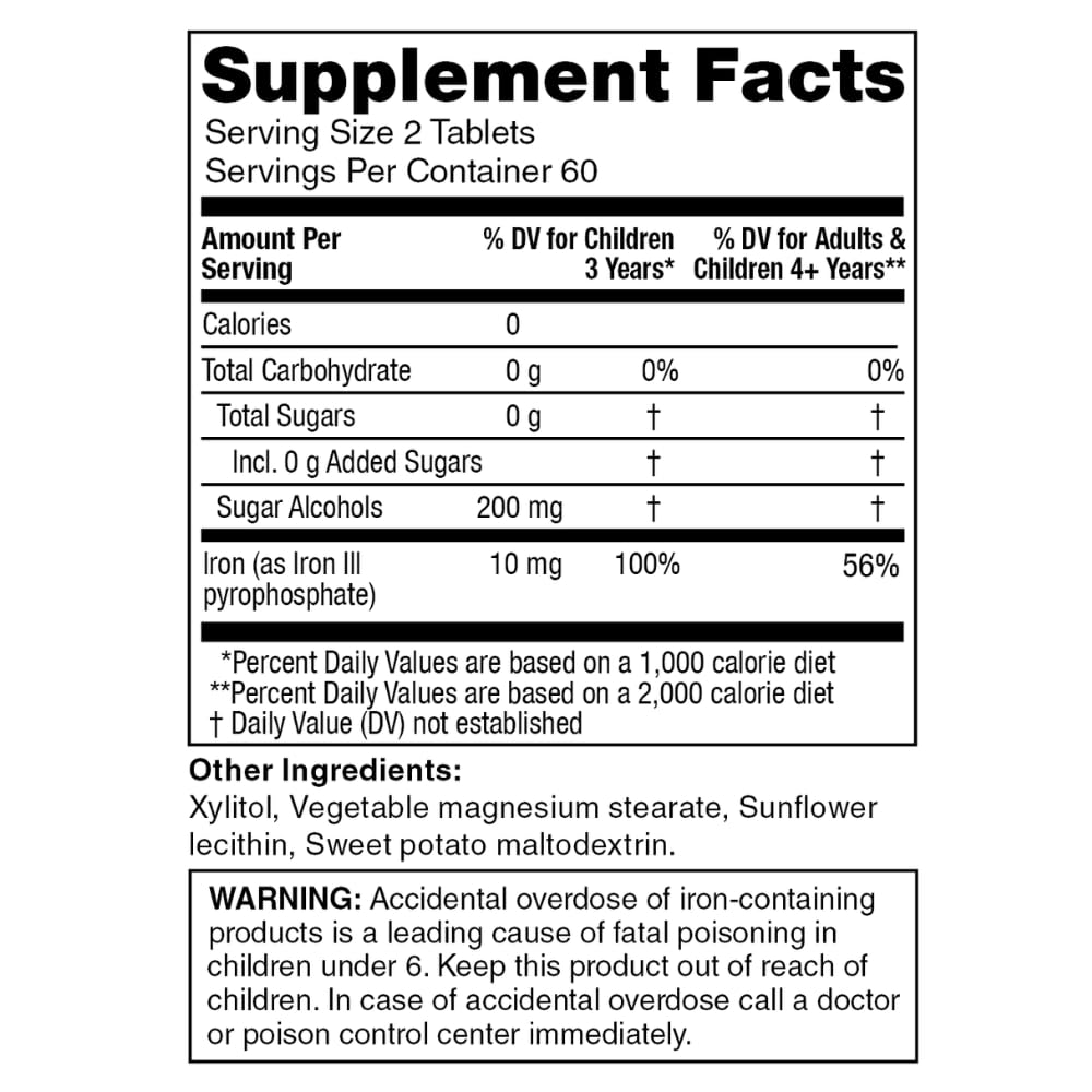 KidStar Nutrients BioFe Pure Iron chewables box front, showcasing packaging