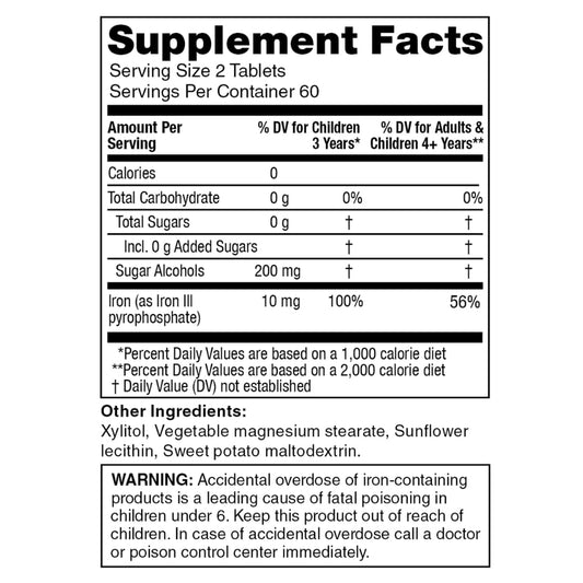 KidStar Nutrients BioFe Pure Iron chewables box front, showcasing packaging