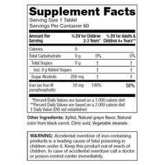 Grape-flavored BioFe iron chewables offer a sugar-free option for kids' daily routine