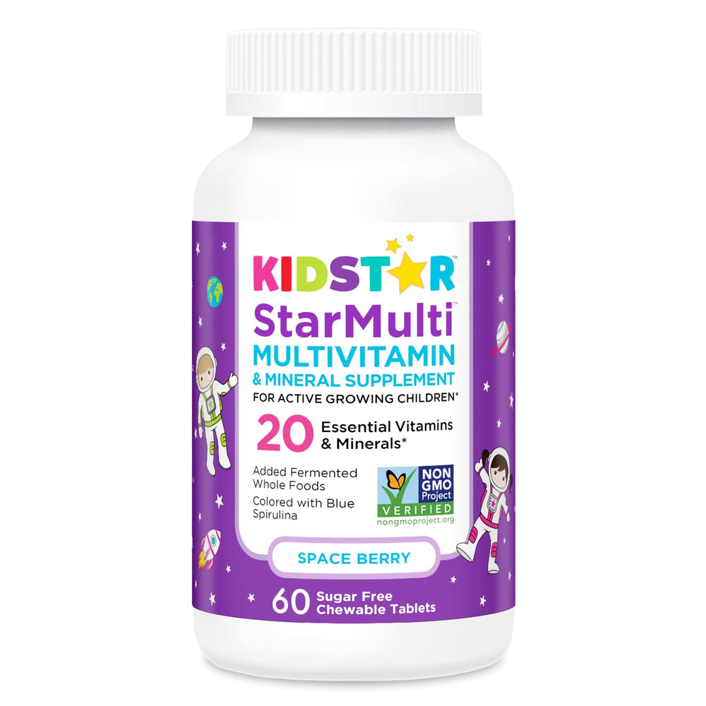 KidStar Nutrients StarMulti astronaut-chewables, bite-sized tablets shaped like astronauts.