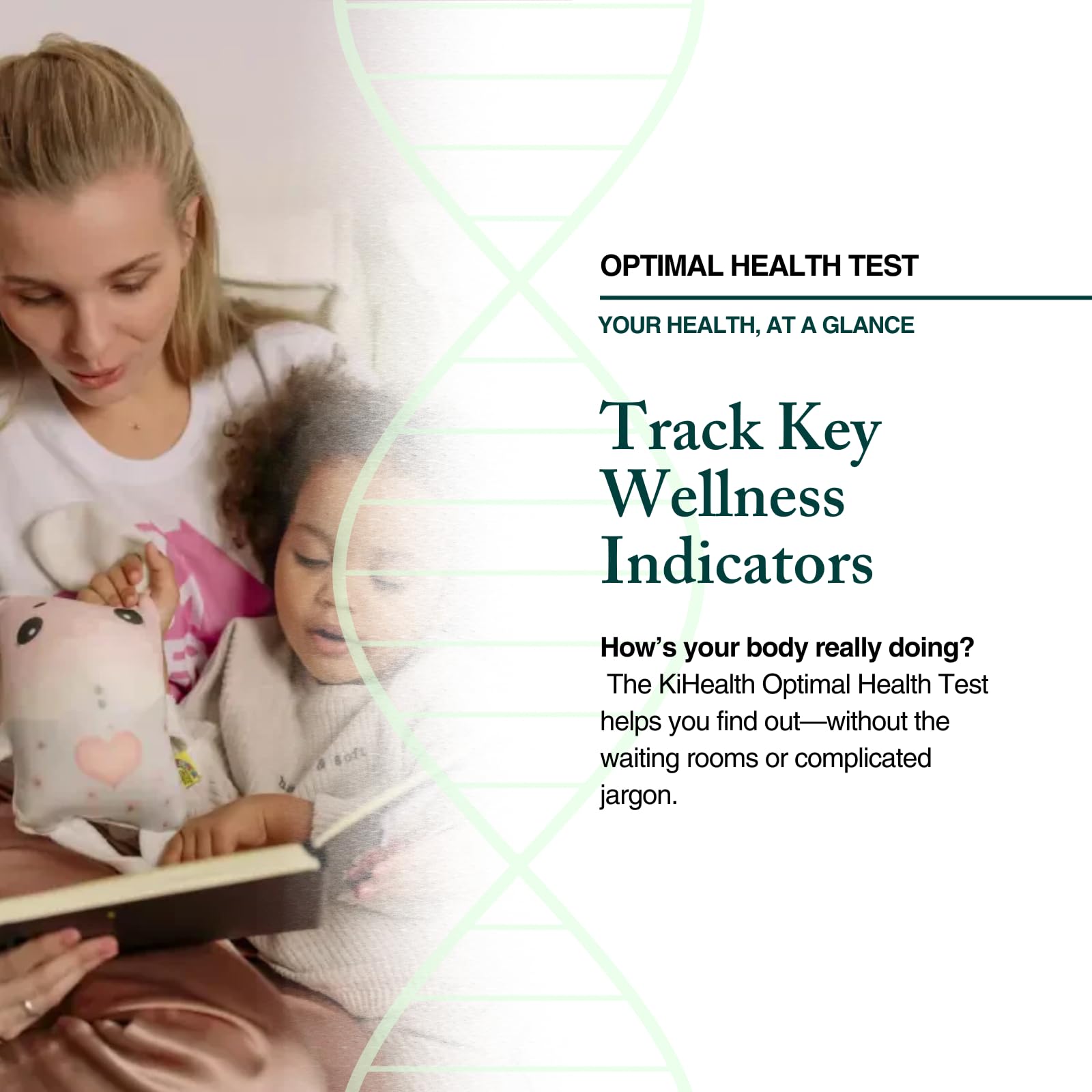 KiHealth Optimal Health Test kit contents laid out for easy at-home sampling.