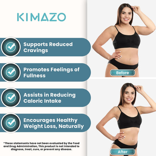 KIMAZO New-Appetite bottle label close-up highlighting cravings control.