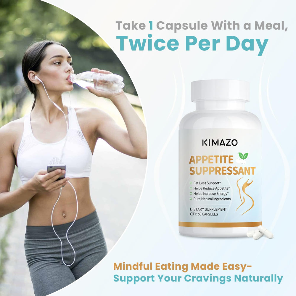 KIMAZO New-Appetite capsules jar image emphasizing easy daily intake.