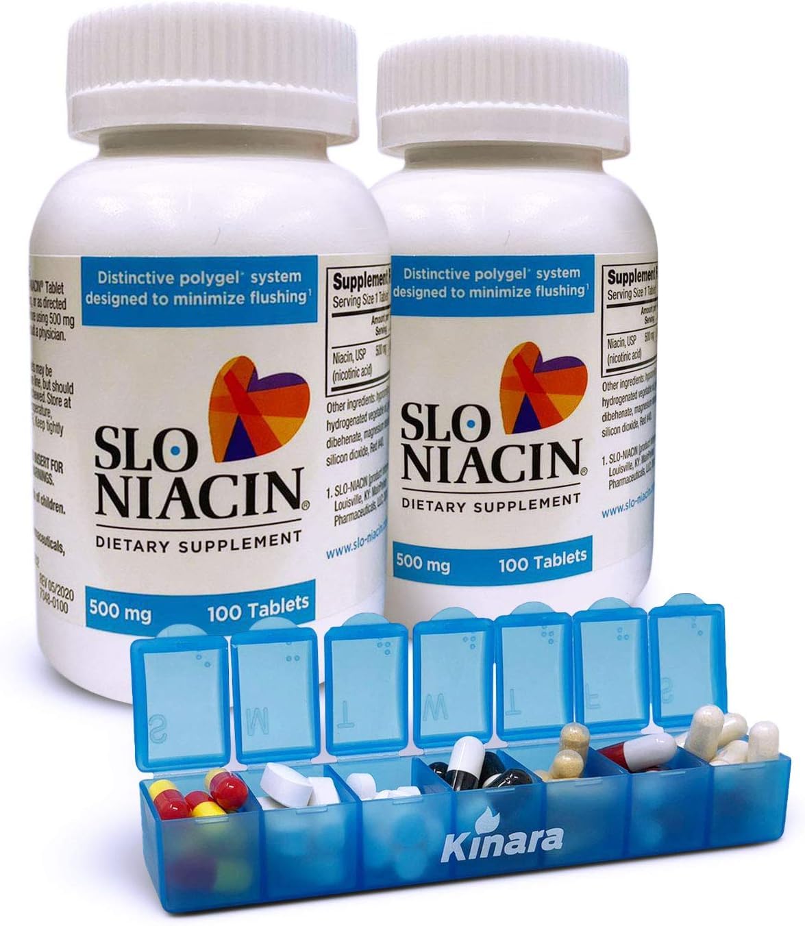 Kinara Slo Niacin 500mg bottle for simple daily use.