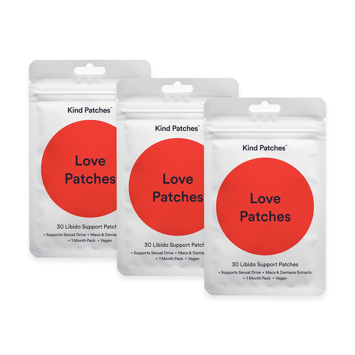 Kind Patches Love Patches pack front for discreet intimate wellness.