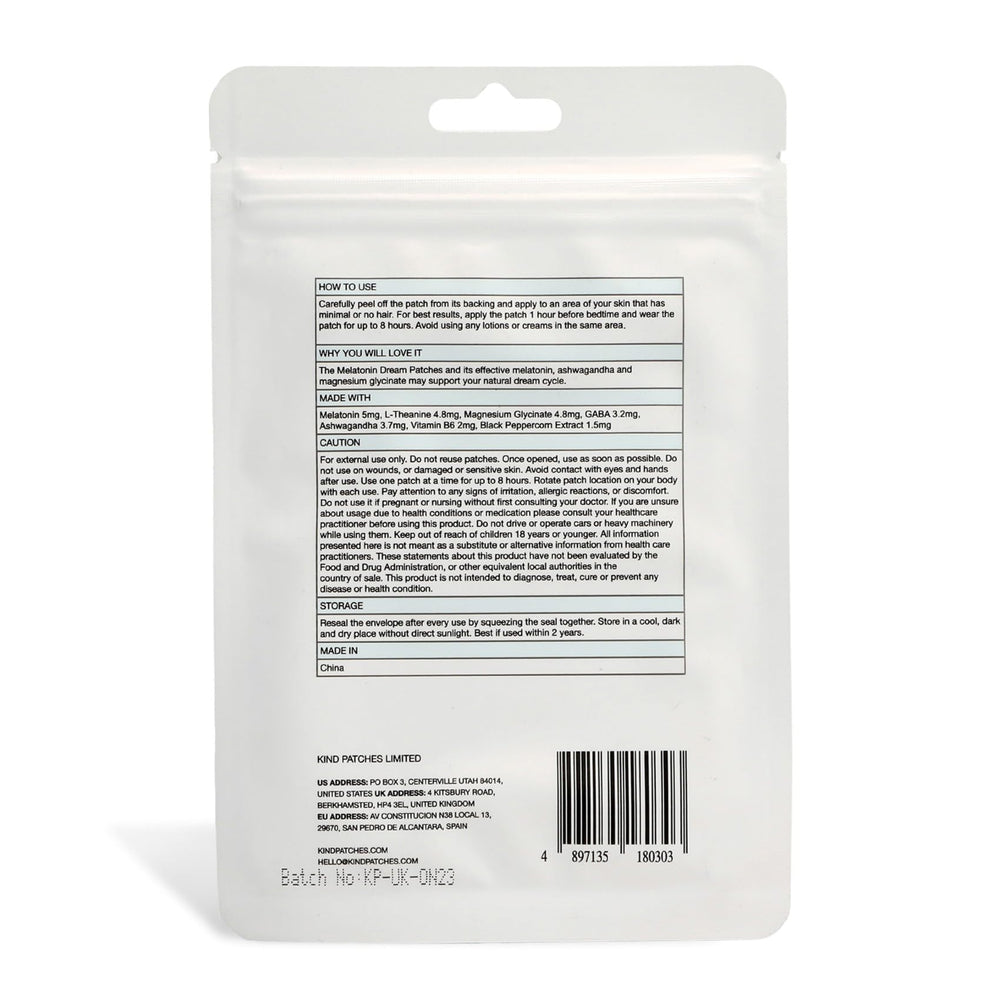 Kind Patches Melatonin Dream on bedside table supports a ready-to-use ritual.