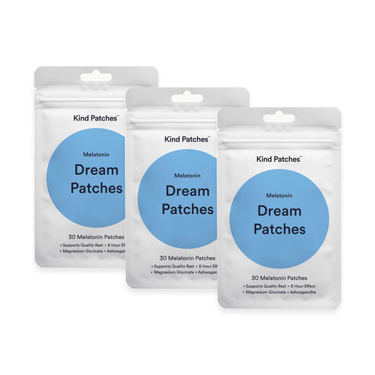 Kind Patches Melatonin Dream patch on arm promotes calm, restful night.