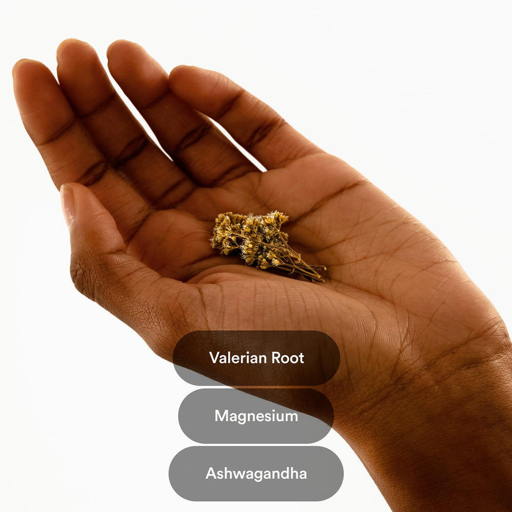 Closeup of valerian root in Kind Patches blend for calm sleep.