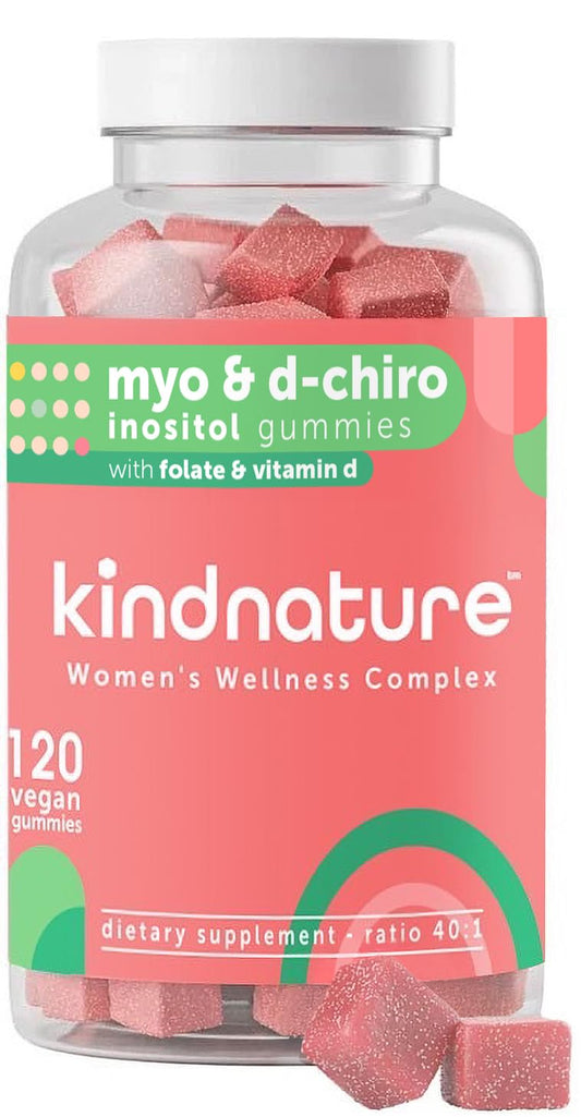 kindnature Myo-Inositol D-Chiro Inositol Gummies Watermelon bottle supports daily balance.