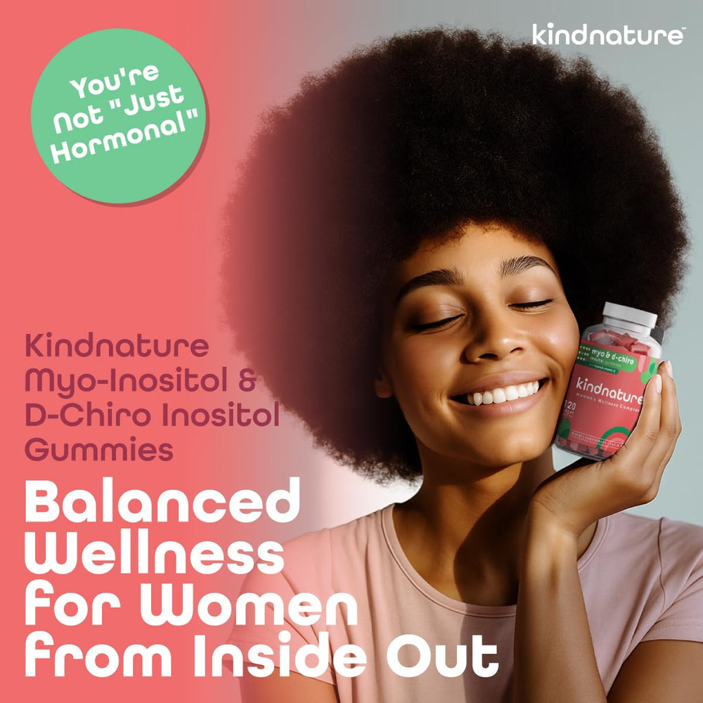 kindnature Myo-Inositol D-Chiro Inositol Gummies Watermelon closeup shows chewy texture for easy daily use.