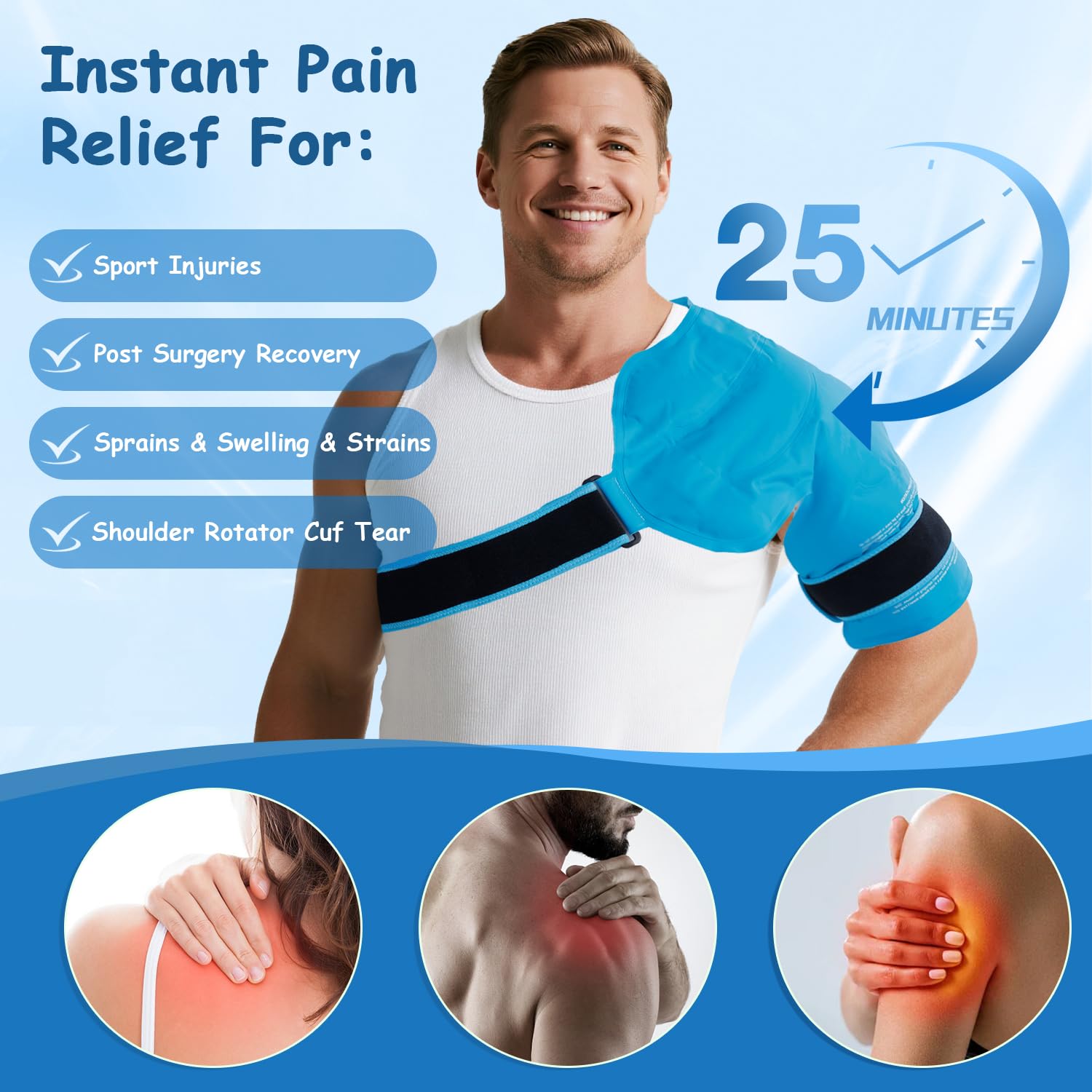 King Mills large ice pack with removable strap for versatile relief.