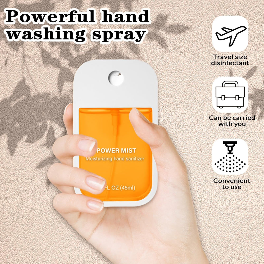 KING OF BIOTIN hand sanitizer spray mist demonstrating quick coverage for hands