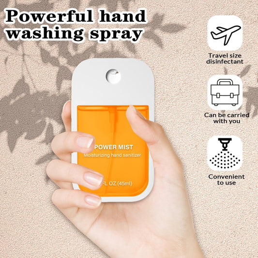 KING OF BIOTIN hand sanitizer spray mist demonstrating quick coverage for hands