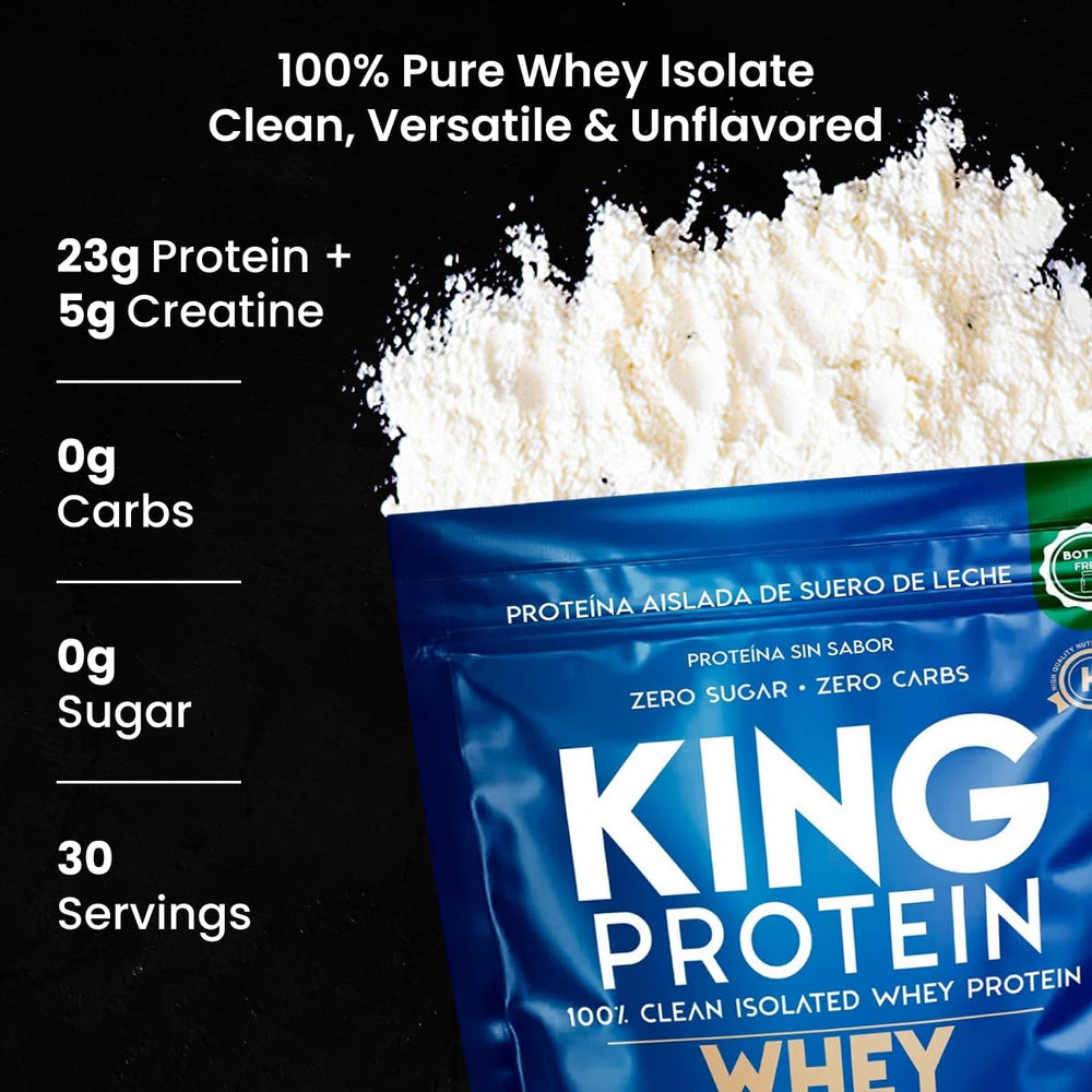 KING Protein Whey Isolate with Creatine powder in a shaker for fast mixes
