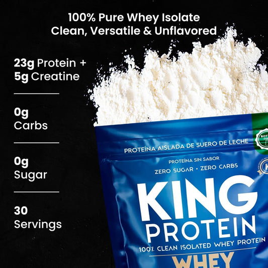 KING Protein Whey Isolate with Creatine powder in a shaker for fast mixes