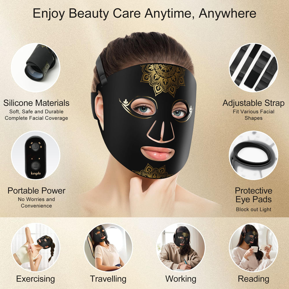 KINGDO LED face mask with remote control for easy mode switching