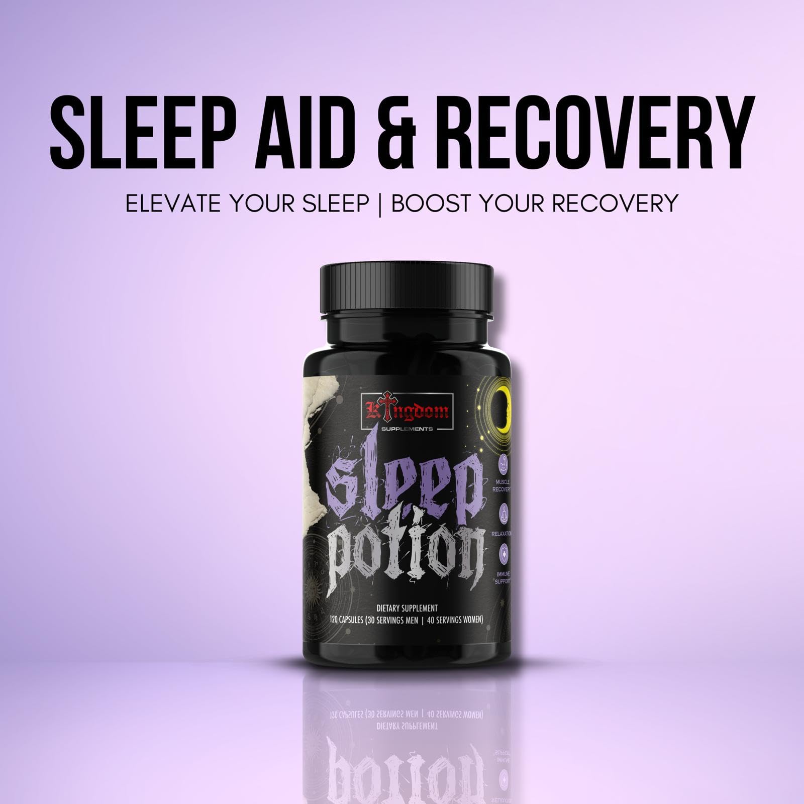 Kingdom Sleep Potion's magnesium glycinate and L-theanine support calm nerves.