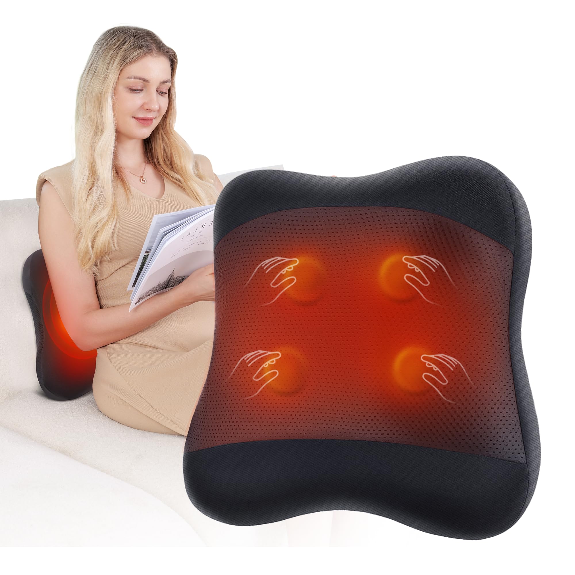 KINGJOY 2-in-1 cordless shiatsu massager with heat for convenient home use.
