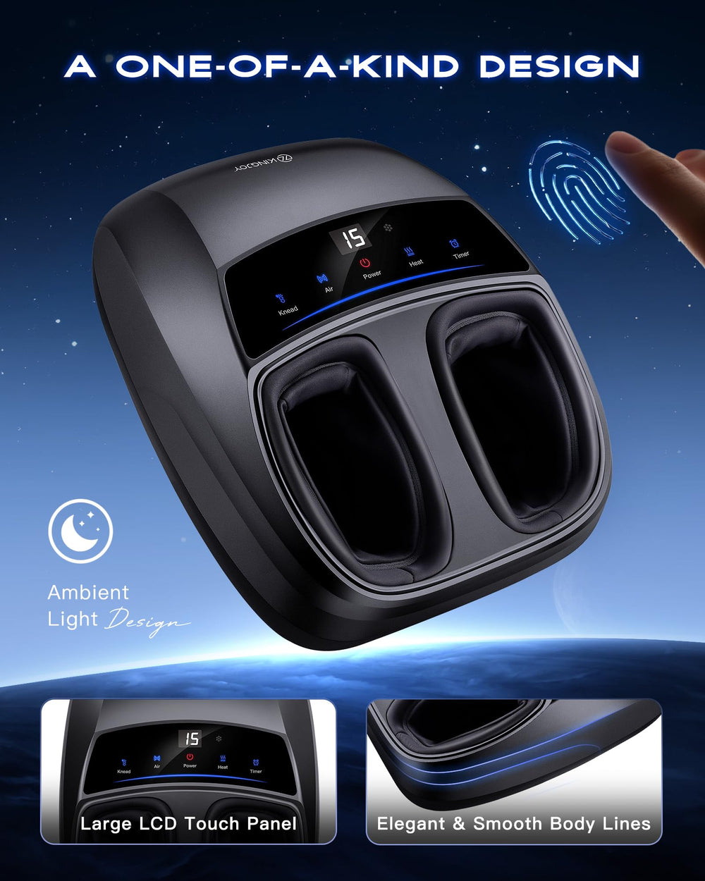 KINGJOY Foot Massager fits up to size 14 feet for versatile use.