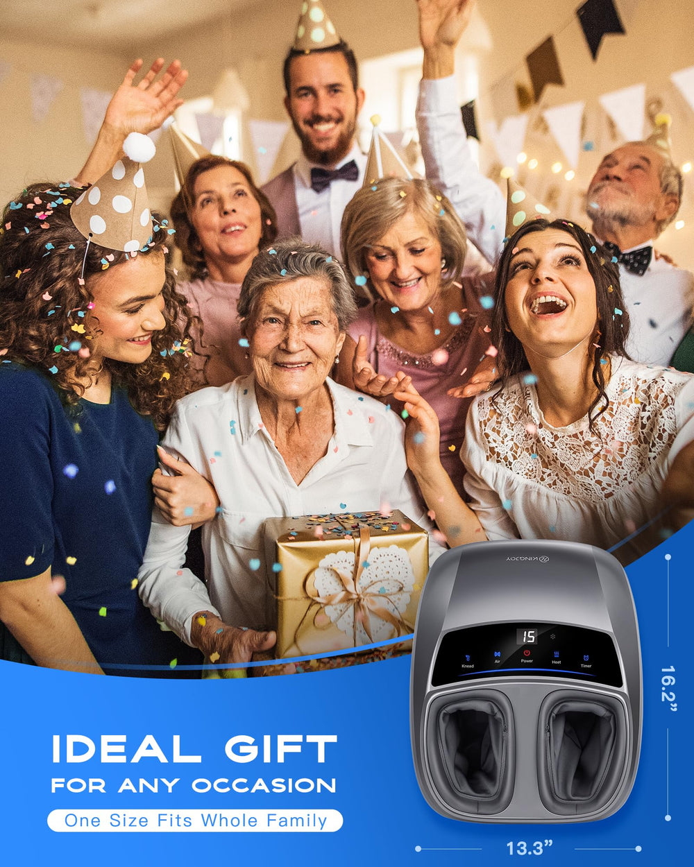 KINGJOY Foot Massager with heat, easy care and durable performance.
