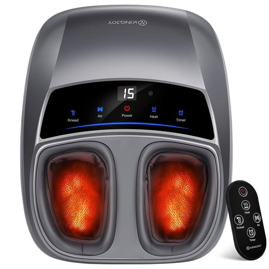 KINGJOY Foot Massager with Heat, front view, delivers targeted relief and spa-like comfort.