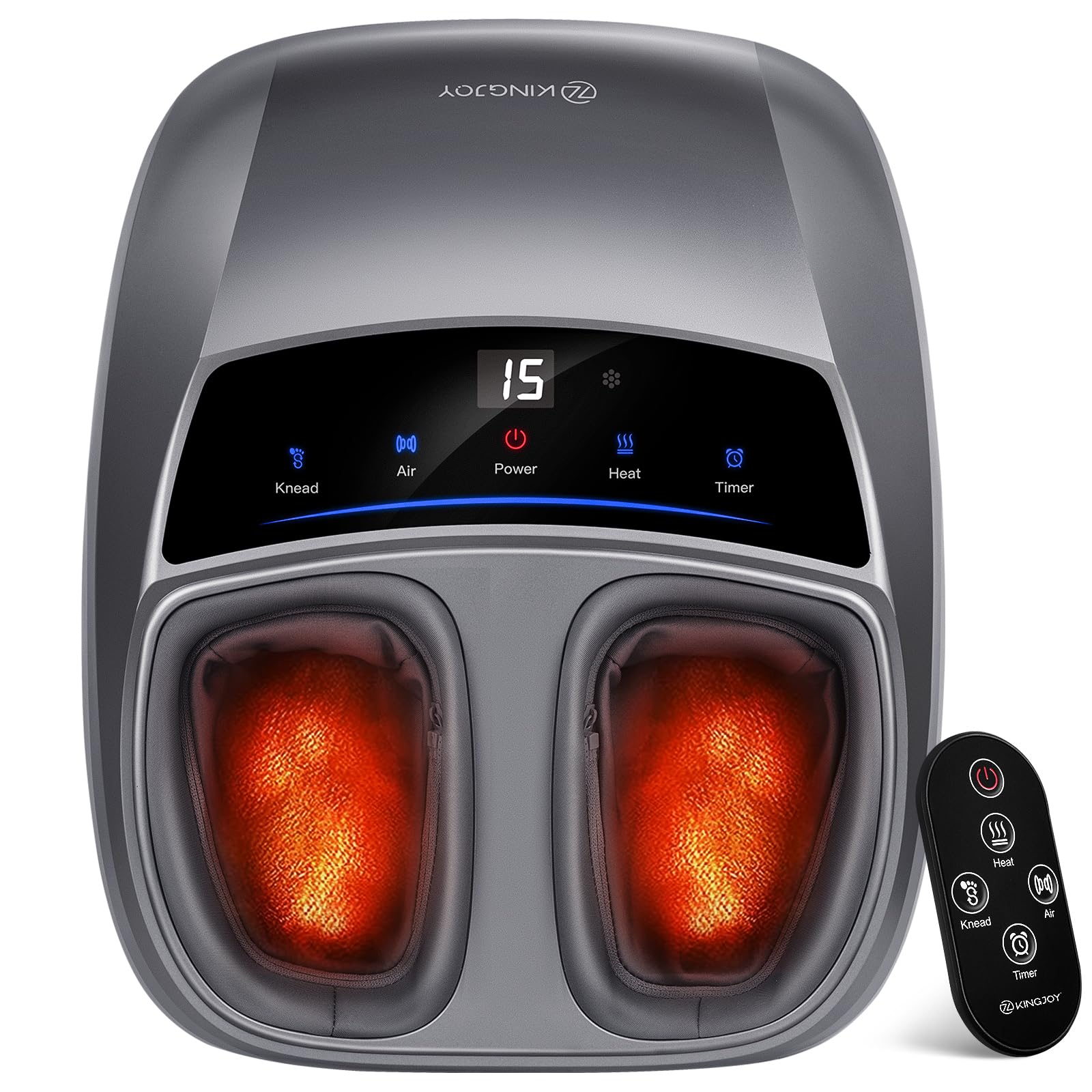 Kingjoy Foot Massager with Heat showing heat-therapy for tired feet