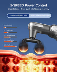 Five speeds on KingPavonini massage gun for warm‑up to deep relief.