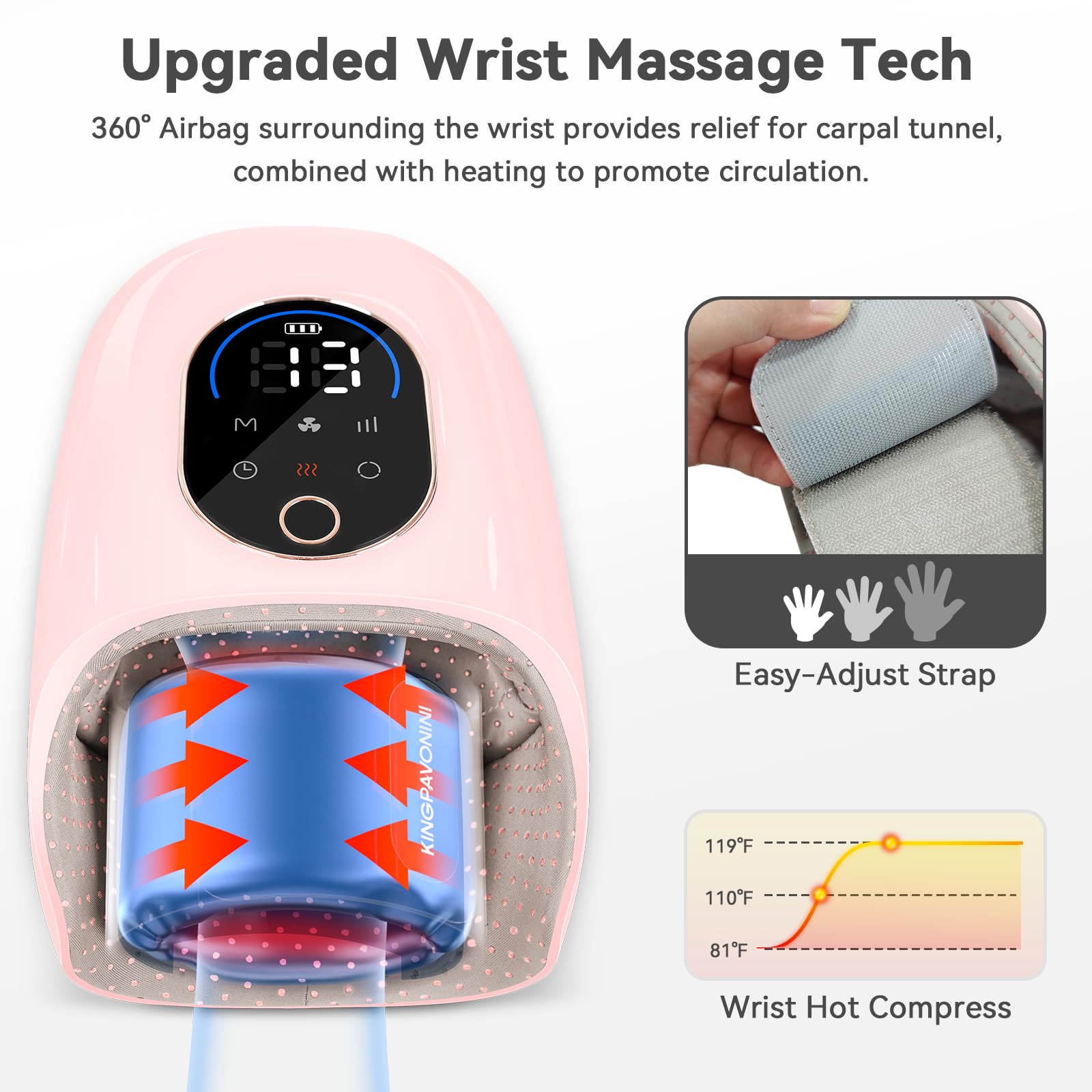 KingPavonini device with bi-directional rollers for deep palm kneading