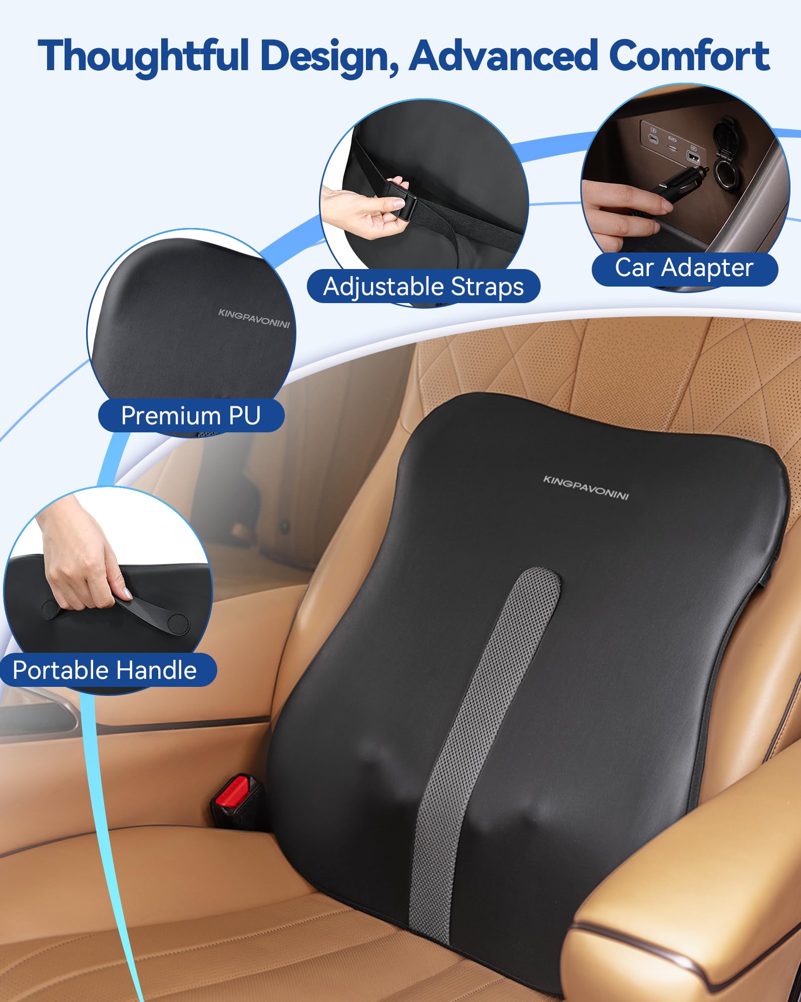 KingPavonini included car adapter enables on-the-go relief.