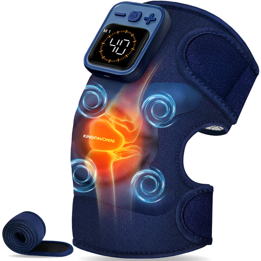 KingPavonini cordless knee massager front view shows portable design for on-the-go relief.