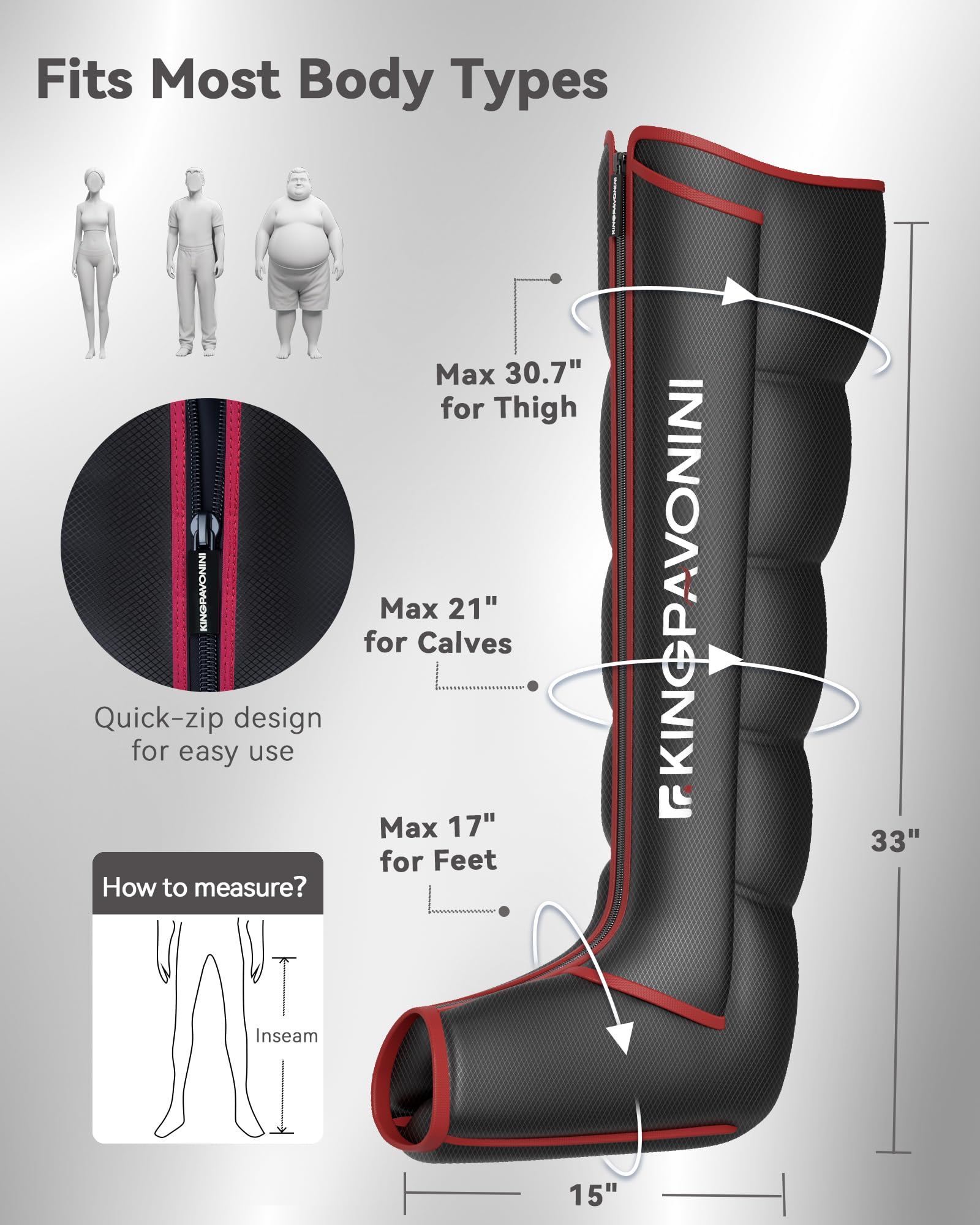 KingPavonini full-leg wrap in use delivers all-around compression and soothing pressure.