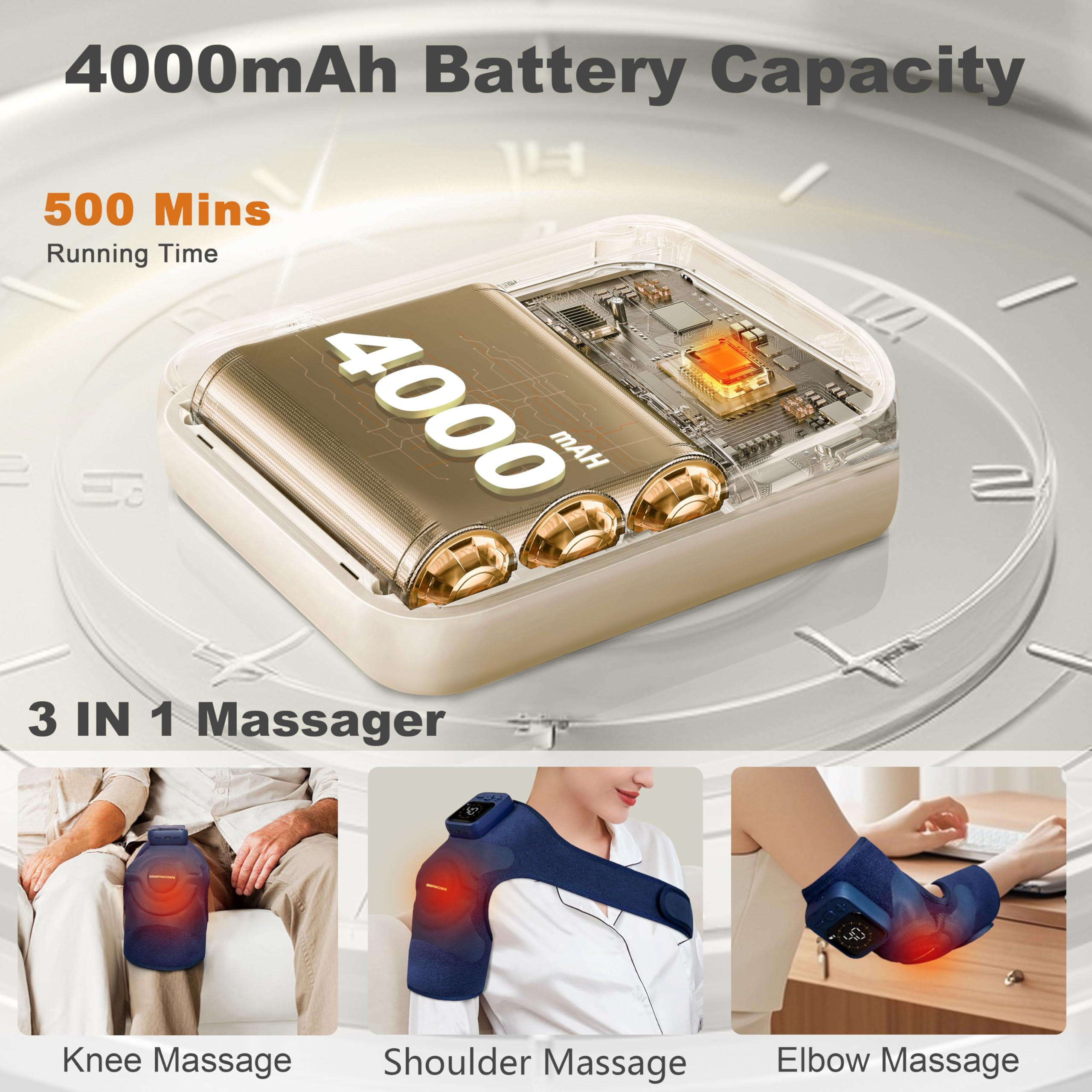 KingPavonini knee massager 3-in-1 design supports knees, shoulders, and elbows.
