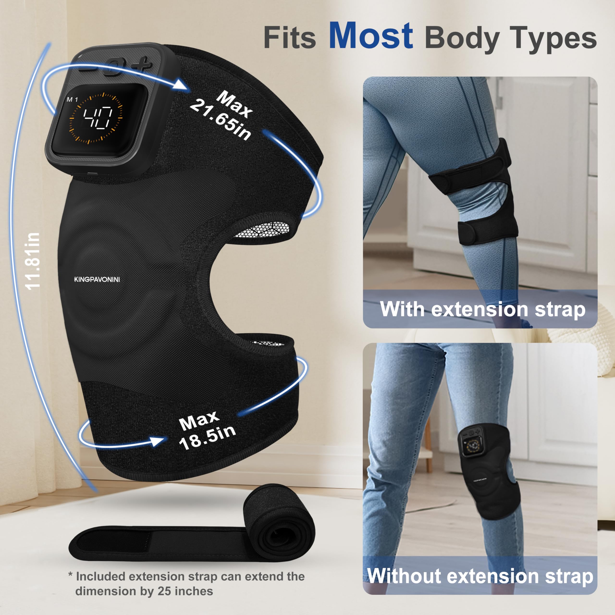 KingPavonini 3-in-1 design targets knees, shoulders, and elbows