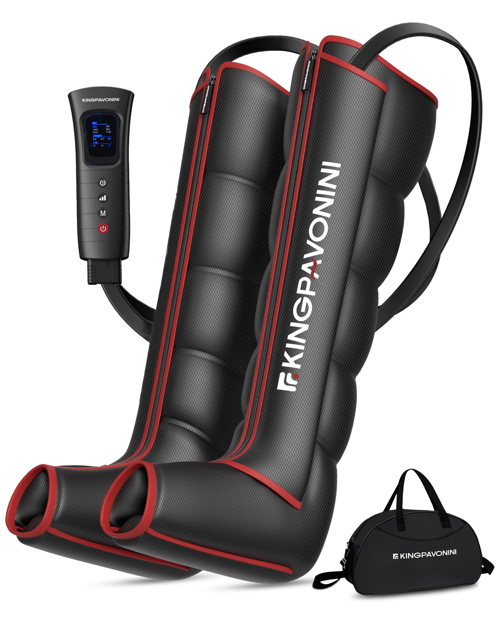 KingPavonini leg compression massager front view for full-leg relief and recovery.