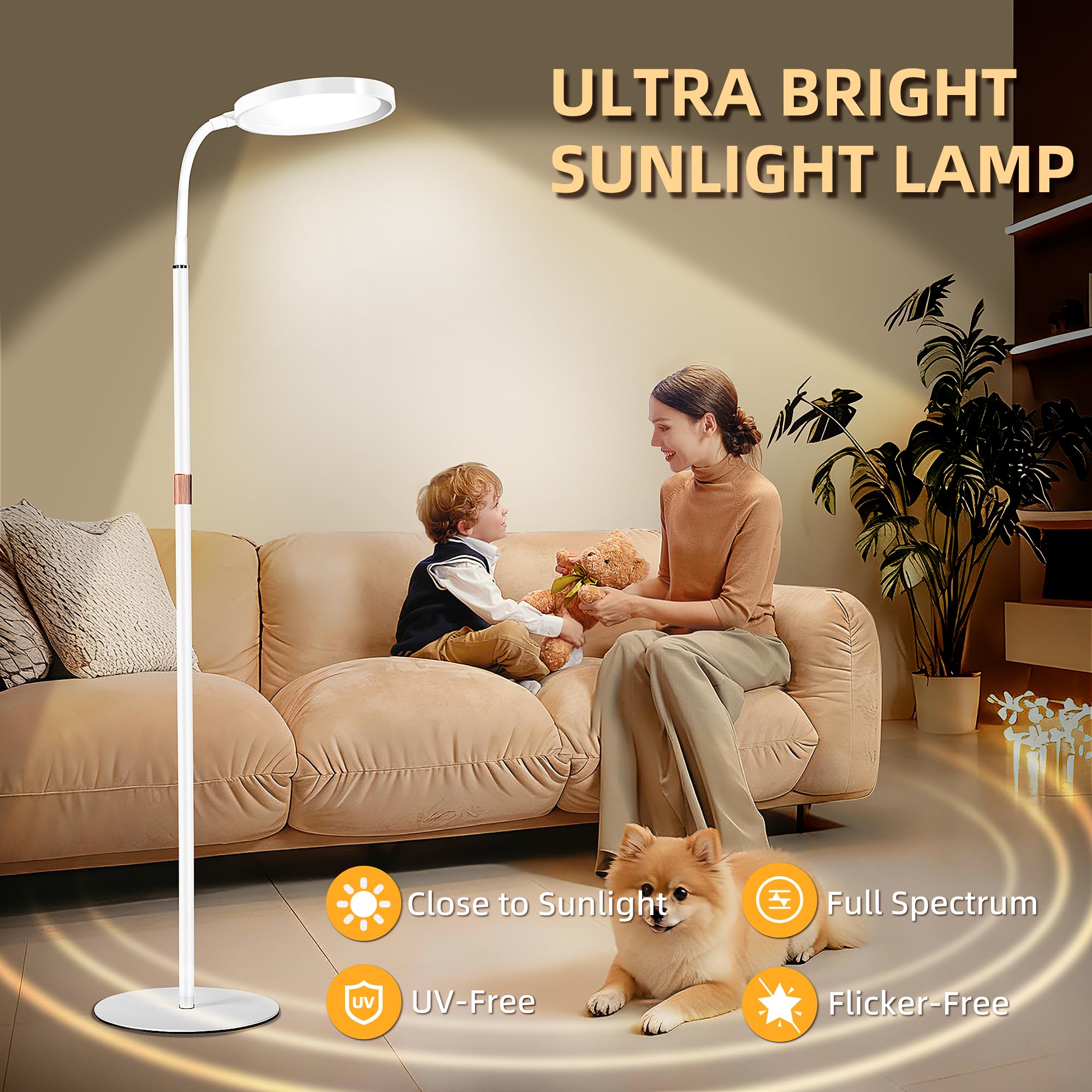 KingSom height-adjustable floor lamp fits desks or seating areas