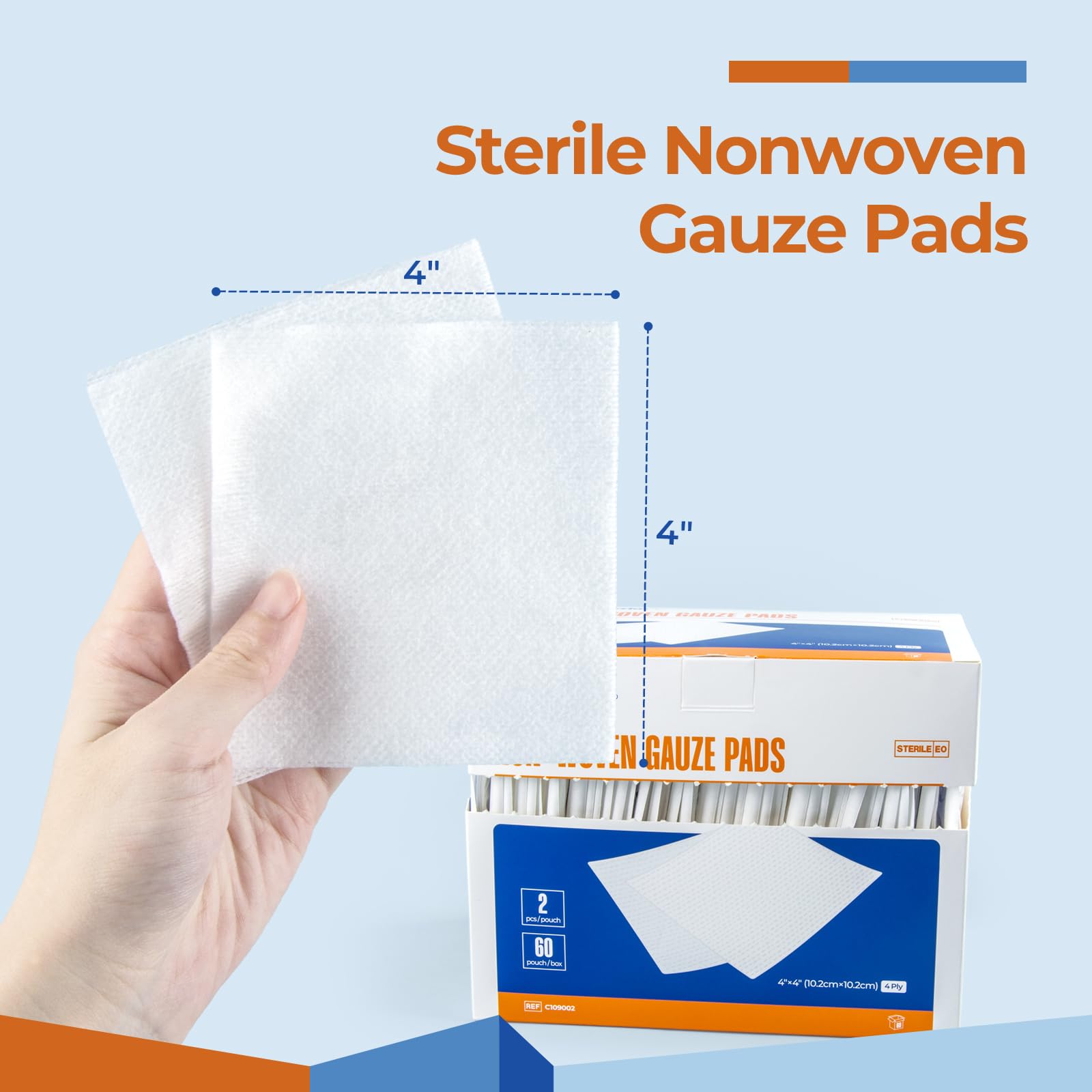 Kingstar absorbent nonwoven gauze pad 4x4 absorbs fluids gently.