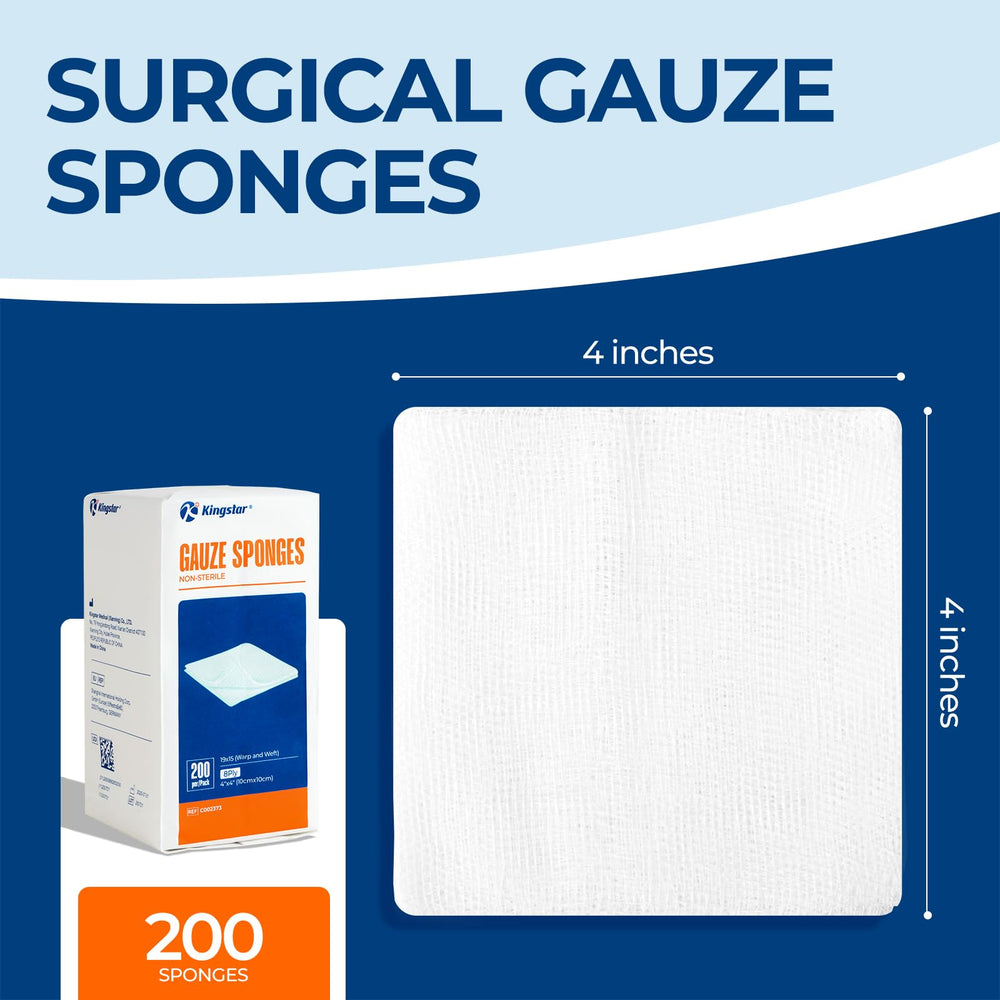 Kingstar 100% cotton gauze sponges close-up, gentle on skin.